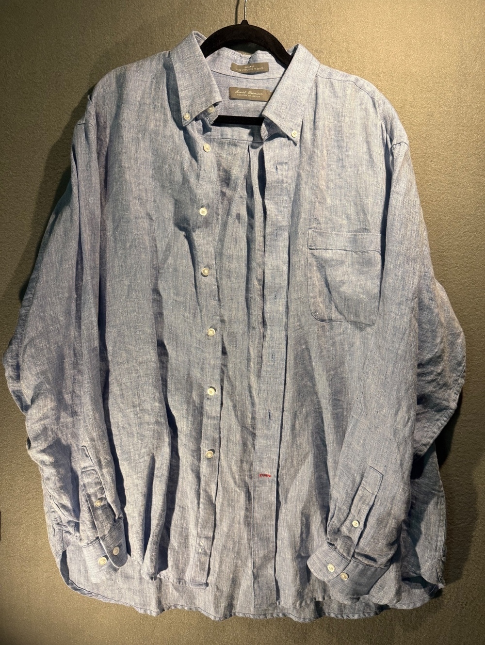 Daniel Cremieux Signature Collection Light Blue 100% Linen Button-Up Shirt Large